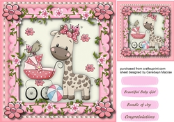 Cute Giraffe with Pink Pram 