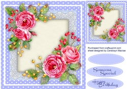 Beautifue Blue Roses on Script Mat