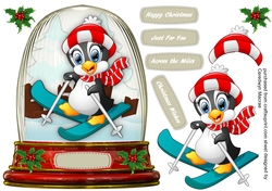 Snow Globe with,Ski-ing Ppenguin 3