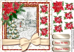 Beautiful Poinsettias and Christmas Scene