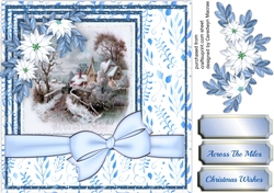 Beautiful White Poinsettias and Christmas Scene