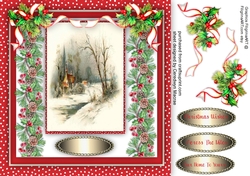Christmas Scene with Holly and Berrys 