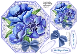 Stunning Blue Anemonies on lace