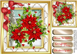 Christmas Poinsettias on a Gold lattice frame