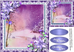 Beautiful, Misted lake with lilac Poinsettias