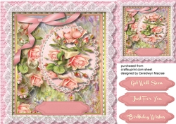 Pink Roses in a Lace mat