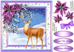 Beautiful Stag with Lilac Poinsettias