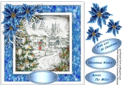 Christmas Blessings with Blue Poinsettias