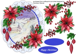 Oval Scene with Poinsettias 2