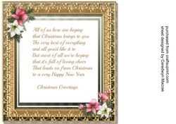 8x8 Incert with Verse Christmas vintage Amaryllis