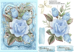 Blue Roses on a Glitter Mat