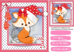 Cute Fox in Red Santa Hat