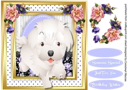 Adorable Fluffy Pup in a Stitched frame