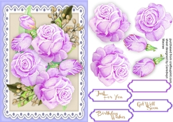 A5 Stunning lilac Roses on lace