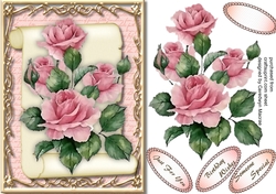 Beautiful Pink Roses on a Scroll mat