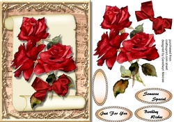 Beautiful Red Roses on a Scroll mat