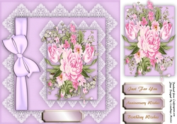 Beautiful Water Coloured Roses on lace