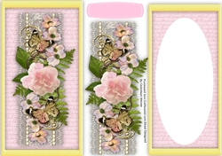 Lovely DL Card with Shabby Chic Roses and Blank Incert
