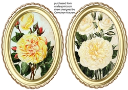 2 Beautiful Yellow Roses in a Gold feame 