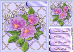Beautiful Lilac Roses on a Golden Mat