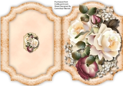 Print, Cut and fold , Stunning  Cream  Roses 