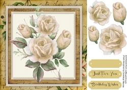 Beautiful Cream Roses on a Vintage Mat 