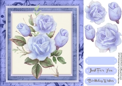Mystic Blue Roses on a Vintage Mat 