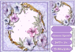Beautiful Retunias in a gold frame