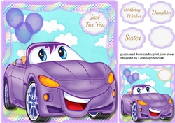little Mauve Birthday Car