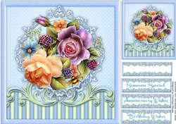 Beautiful English Roses on a Ornate Mat