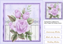 BeautifulLilac Roses on a Lace panel