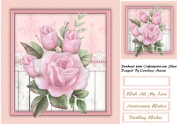 BeautifulLPink Roses on a Lace panel 