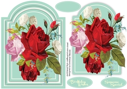 Beautiful Roses on Green Mat