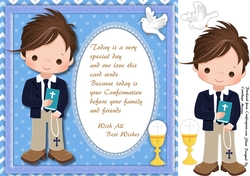 Lovely Boys Comfirmation Card with Verse ( Dark Hair)