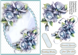 Blue Roses on a oval mat