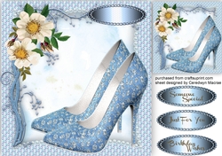Beautiful Blue shoes and  White Roses 3