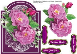 Beautiful Mauve Roses on a Cut Out Mat