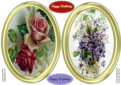2 Beautiful Gold Toppers , Roses and Violets