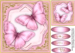 Pink Butterflys on a Shaped Mat