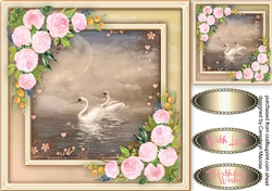 Beautiful Swans and Warecoloured Roses 