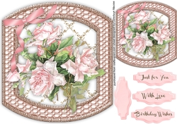 Beautiful french Roses on a Shaped Mat 