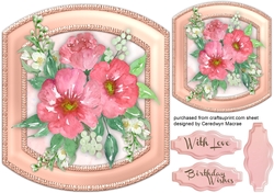 Beautiful Pink Trumpet Flowers on a Shaped Mat 