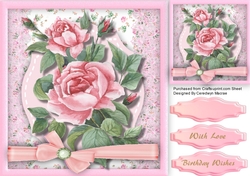 Beautiful Pink Roses on a Shaped Mat