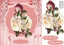 Beautiful Burgandy and Cream Roses on a Shaped Mat