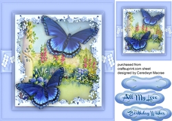 Beautiful Blue Flutters and Flowers 