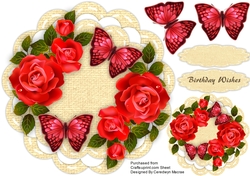 Beautiful red roses and Butterflys