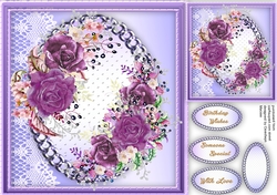 Beautiful Plum Roses on a Gold Mat 