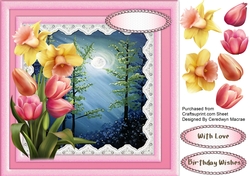 Beautiful Moon scene and Spring Flowers