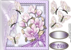 Beautiful Lilac Magnolias and Butterflys