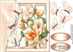 Beautiful Peach Magnilias and Butterflys